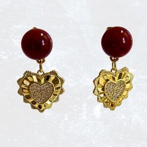 Ruffle Heart Carnelian Earrings